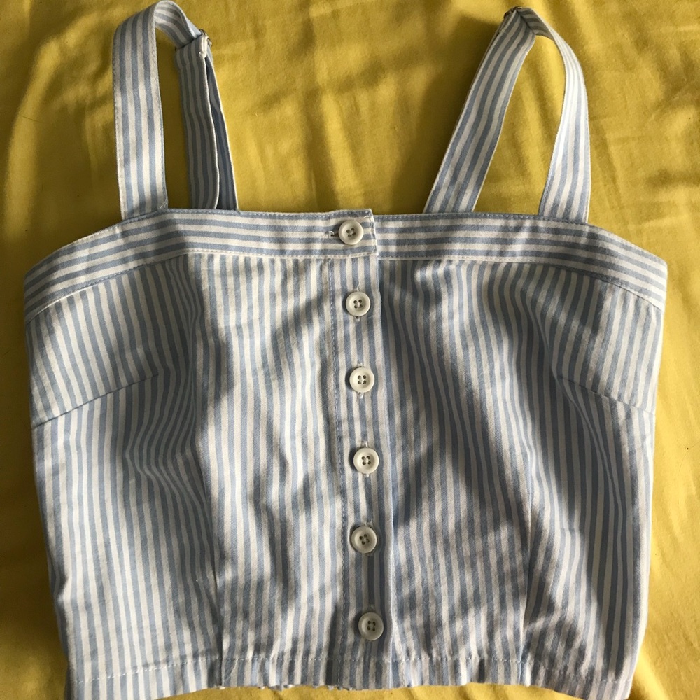 blue white crop top/tube top
